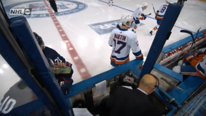 Rangers' Artemi Panarin drinks from Darren Pang's cup